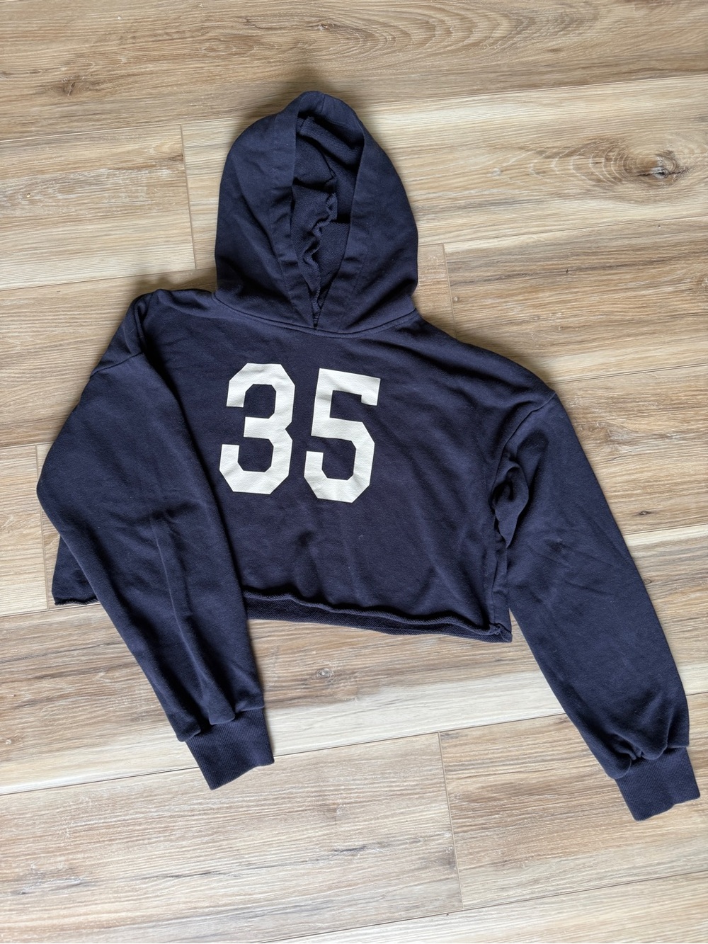 H&M Girls Cropped Hoodie Sweatshirt Navy Size 12/14 back to school